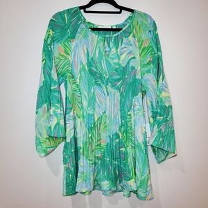 Sunny Leigh Tropical Green Tunic Top Size 1X